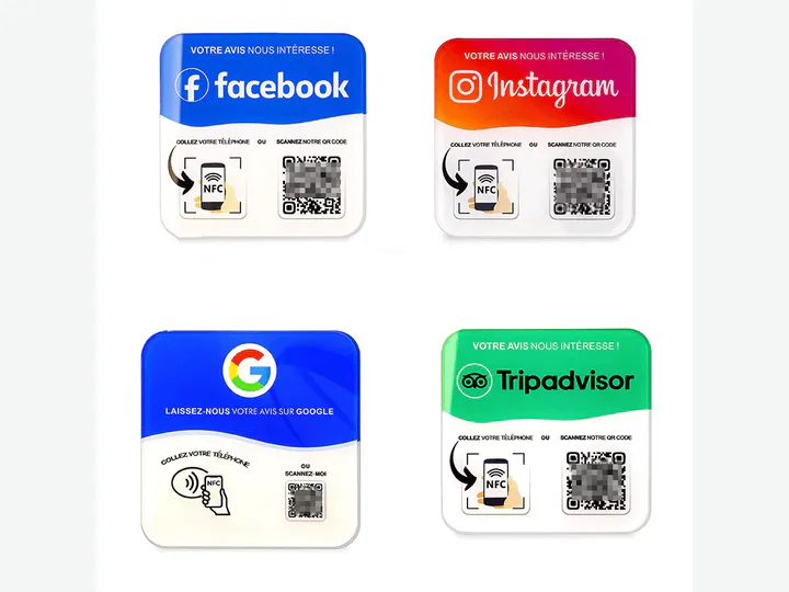 Acrylic or PVC Waterproof NFC Google Ins Review Card with QR Code Mobile URL...