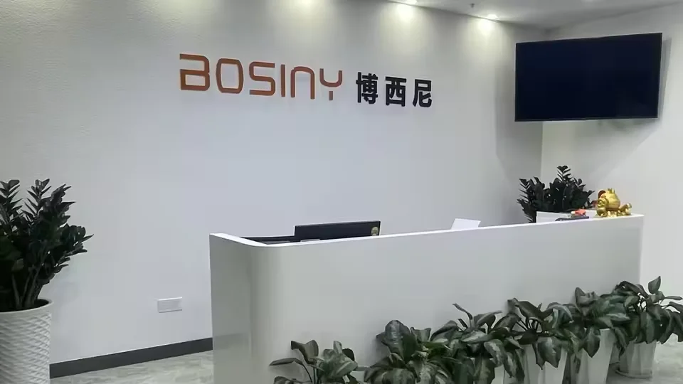 Bosiny-branded company reception area